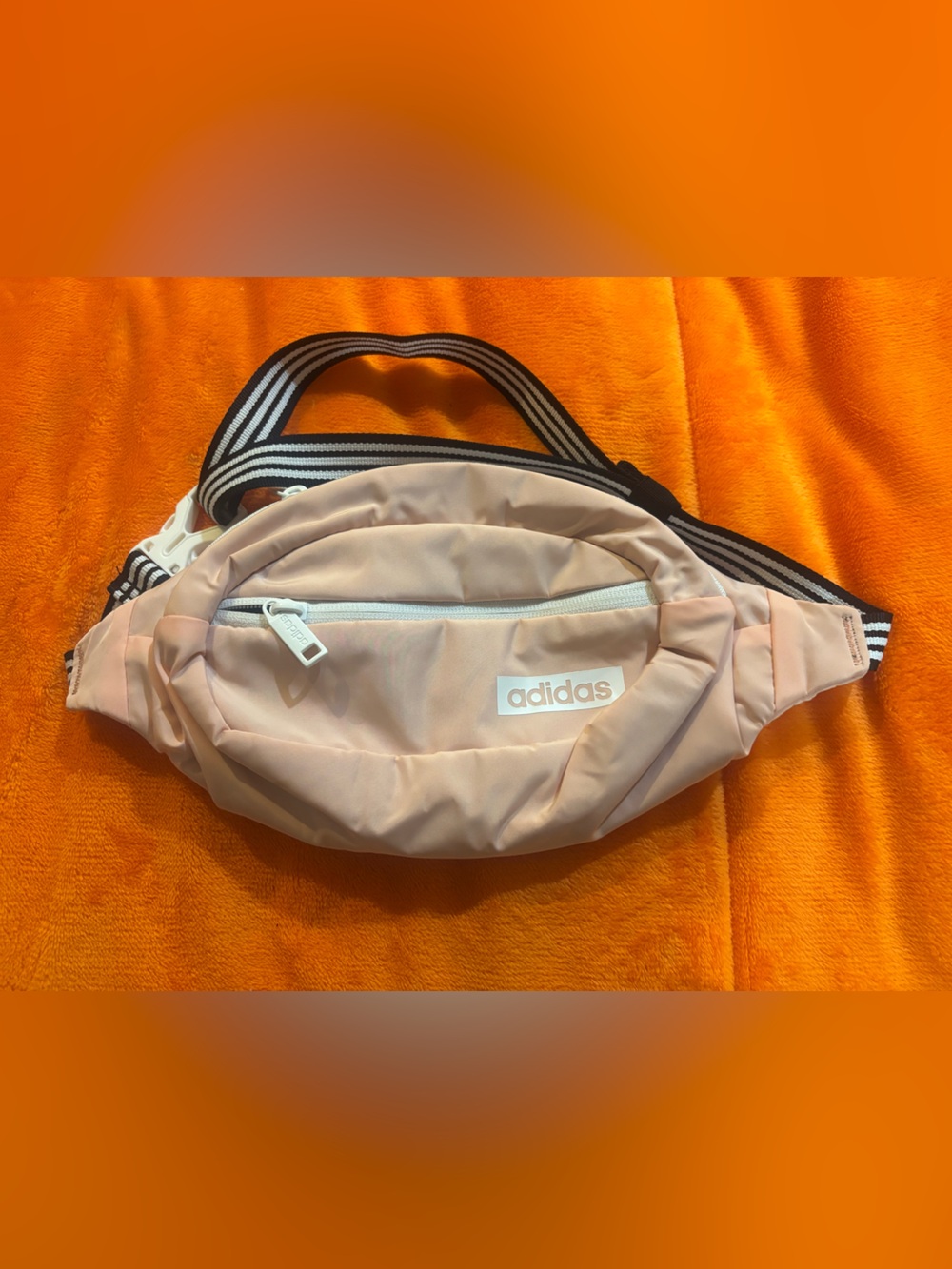 adidas Blush Pink Sling Waist Pack with Striped Strap